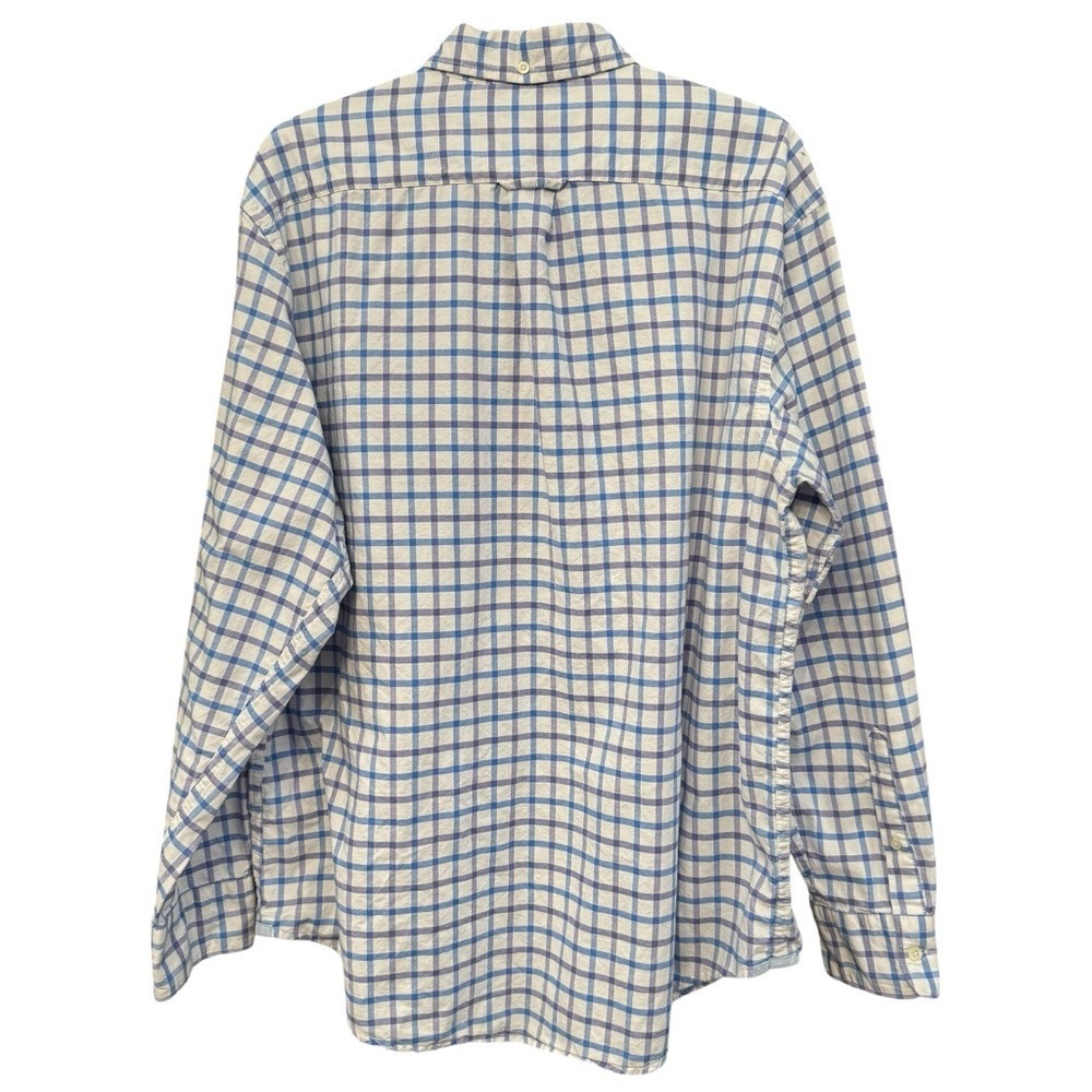 Izod Saltwater Men’s Plaid Shirt Large Blue White Cotton Long Sleeve - Picture 3 of 7